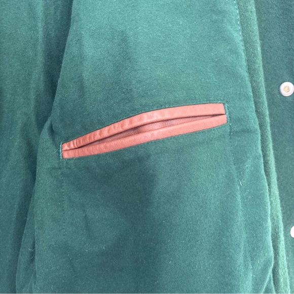 Tna Aritizia Green Varsity Bomber Jacket Genuine Leather Sleeves, Size M - Picture 6 of 8